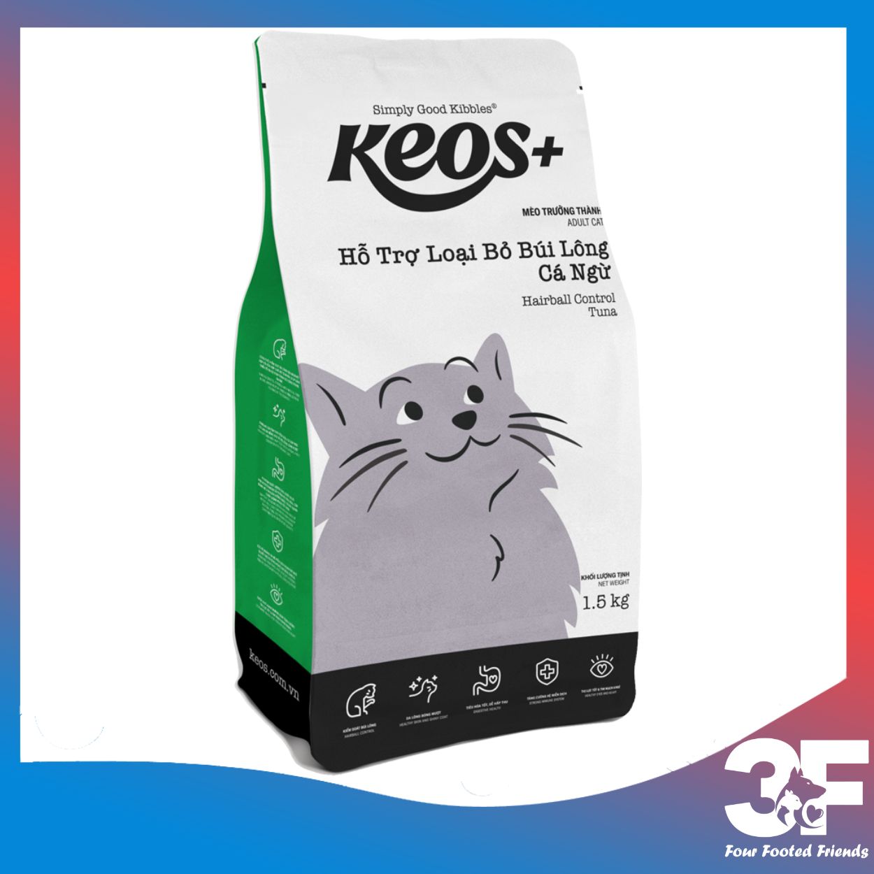 Thức Ăn Hạt Cho Mèo Mọi Lứa Tuổi Keos Túi 1.5kg