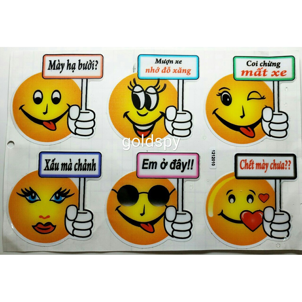 Tem Dán Xe Máy - Tem Decal 3 lớp Hình Mặt Cười CUTE ( giá 1 cái )