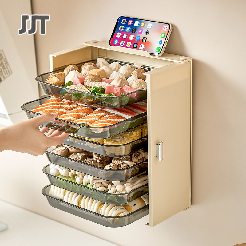 Wall-mounted preparation dish tray, portable non-punching folding vegetable rack, multi-functional side dish plate, household hot pot plate, draining tray
