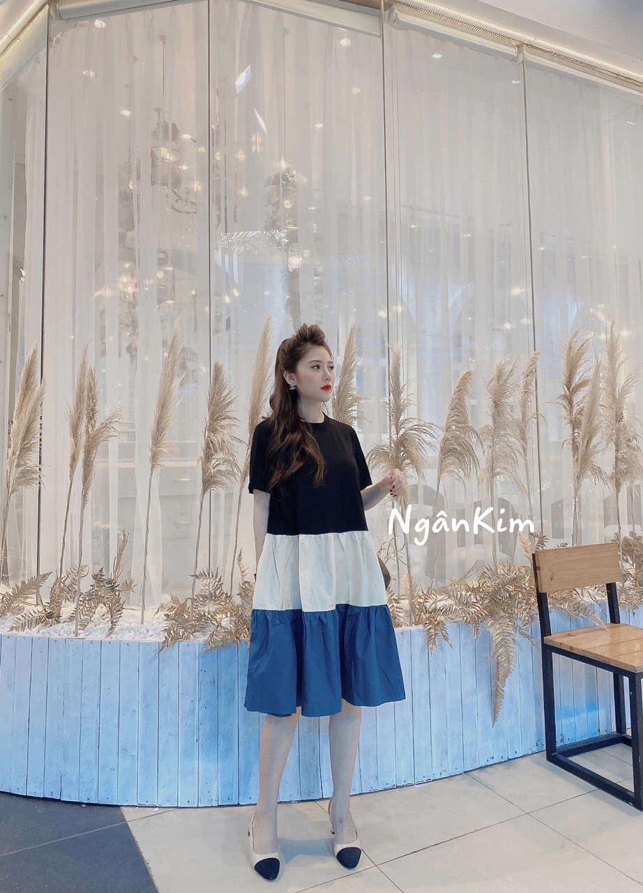 Váy bầu suông đũi lụa -đầm bầu dáng dài tay lỡ-váy công sở nữ thanh lịch