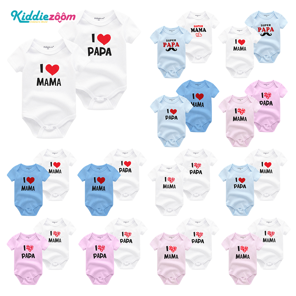 2 Bộ áo liền quần Kiddiezoom hoạ tiết chữ dễ thương thời trang mùa hè cho trẻ sơ sinh 0-12 tháng tuổi - INTL