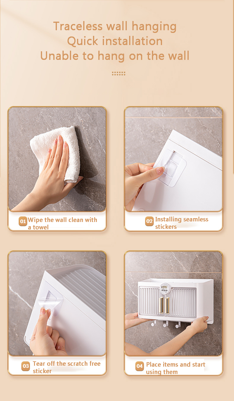 Bathroom shelves, wall-hung high-end wall, bathroom cabinets, tissue boxes, mask storage boxes, simple timing storage boxes