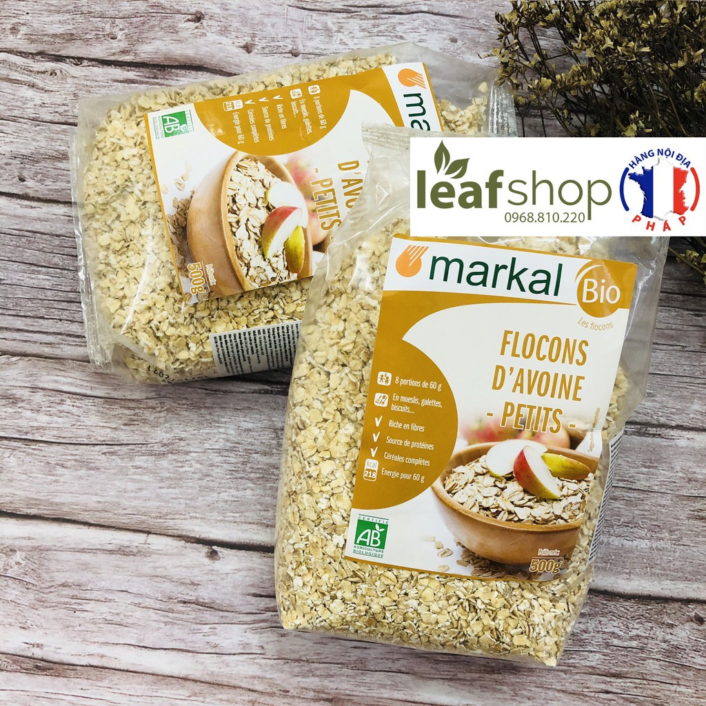 Yến mạch hữu cơ cán mỏng Markal 500g -Leaf organic