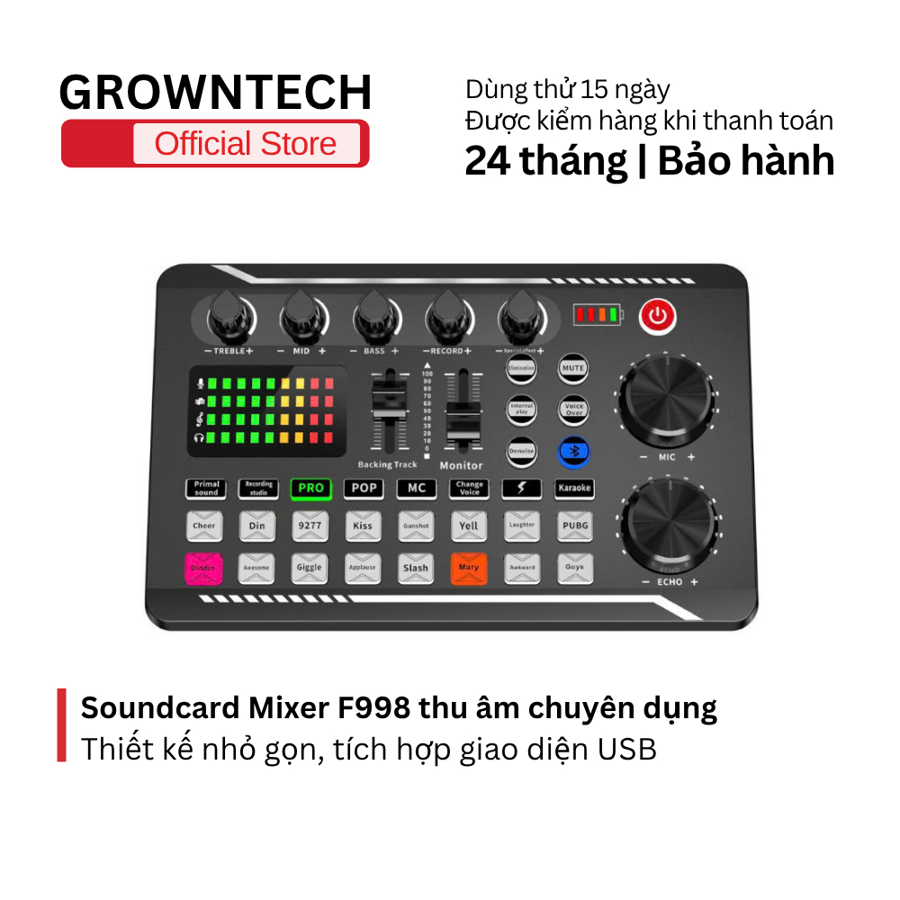 Soundcard Mixer F998 USB 4 kênh chuyên dụng, hỗ trợ livestream, thu âm, nhỏ gọn dễ dùng