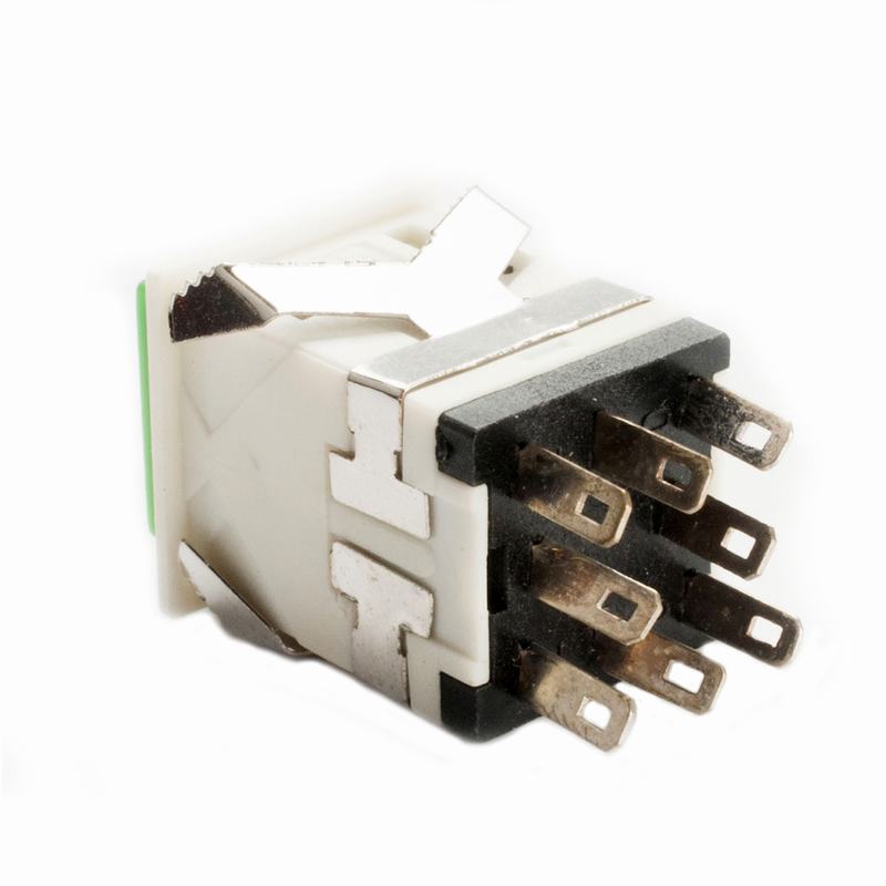 KD2 Push Button DPDT OFF/(ON) Latching SWITCH GREEN 3V Led 125V/6A 250V/3A