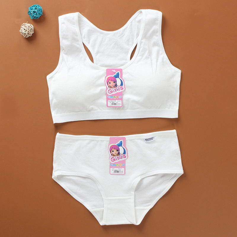 HOT%20Pantie%20Bra%20Set%20Girls%20Underwear%20Vest%20Teens%20Suit%20Cotton%20Vest%20Double%20Layer%20Hipster%20Puberty%20Little%20-%20Image%203
