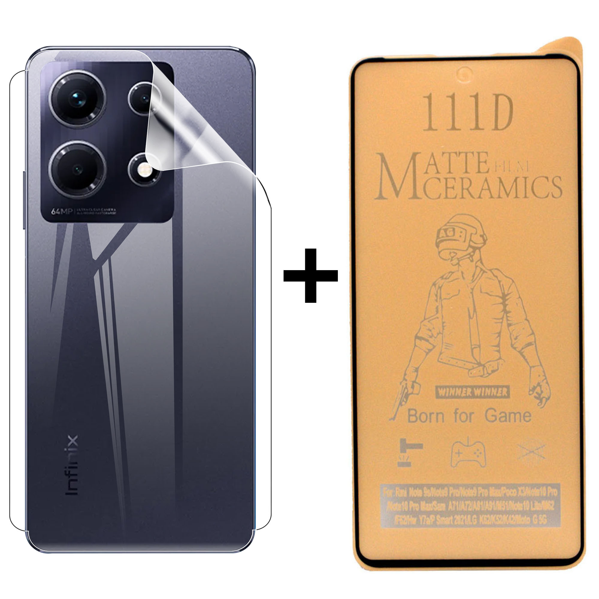 Infinix Note 30 Matte Glass Protector Ceramic Glass + Back Protector Transparent Hydrogel Soft Film jell Protection For Infinix Note 30. 