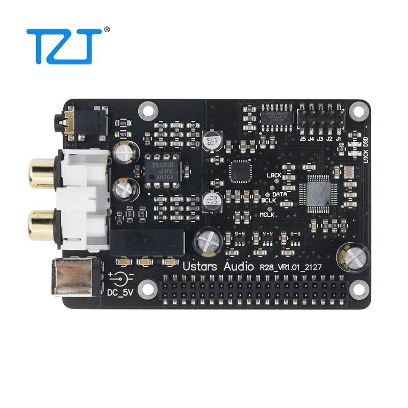 Tzt ustars audio r28 digital audio decoder board dac board iis hifi 384k dsd256 for raspberry pi
