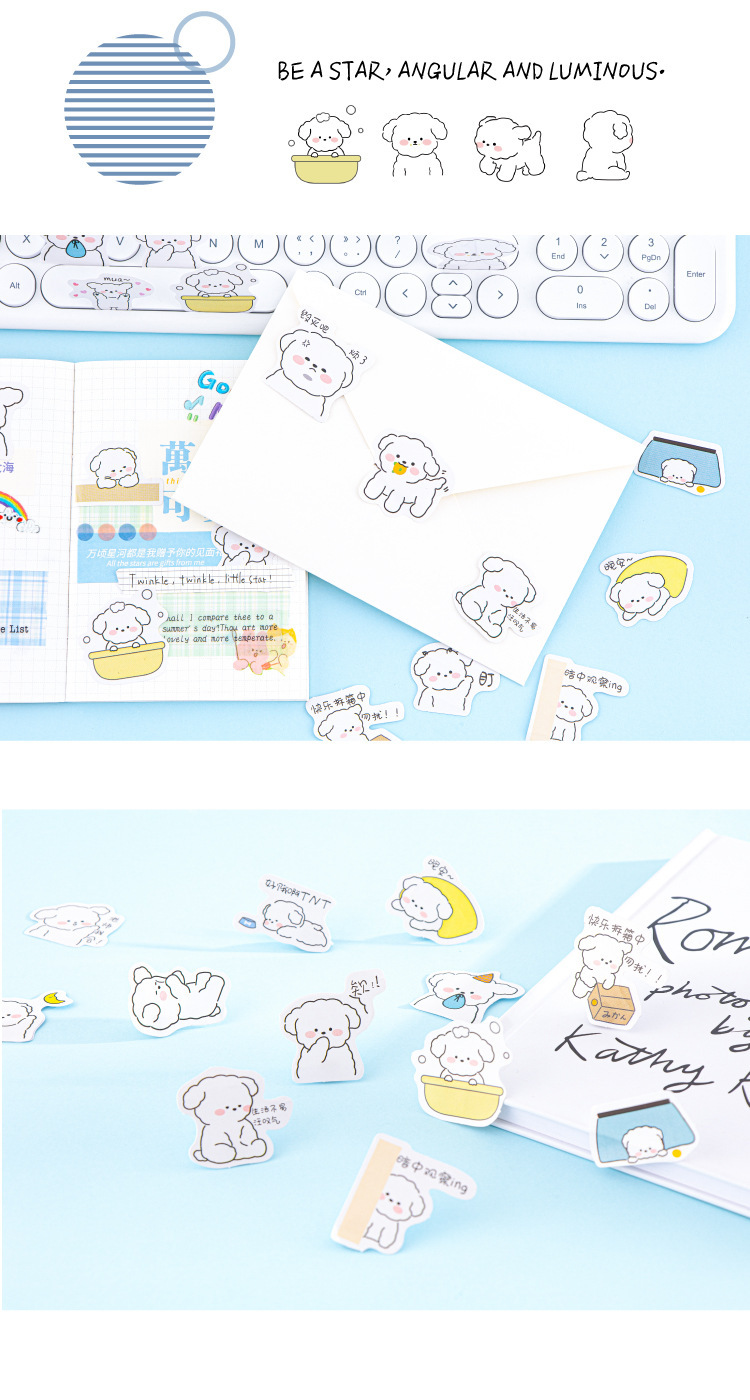 Hộp 45 stickers hình chó con