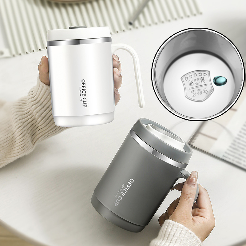 Insulated Mug Stainless Steel Tumbler With Handle Straw Portable Large ...