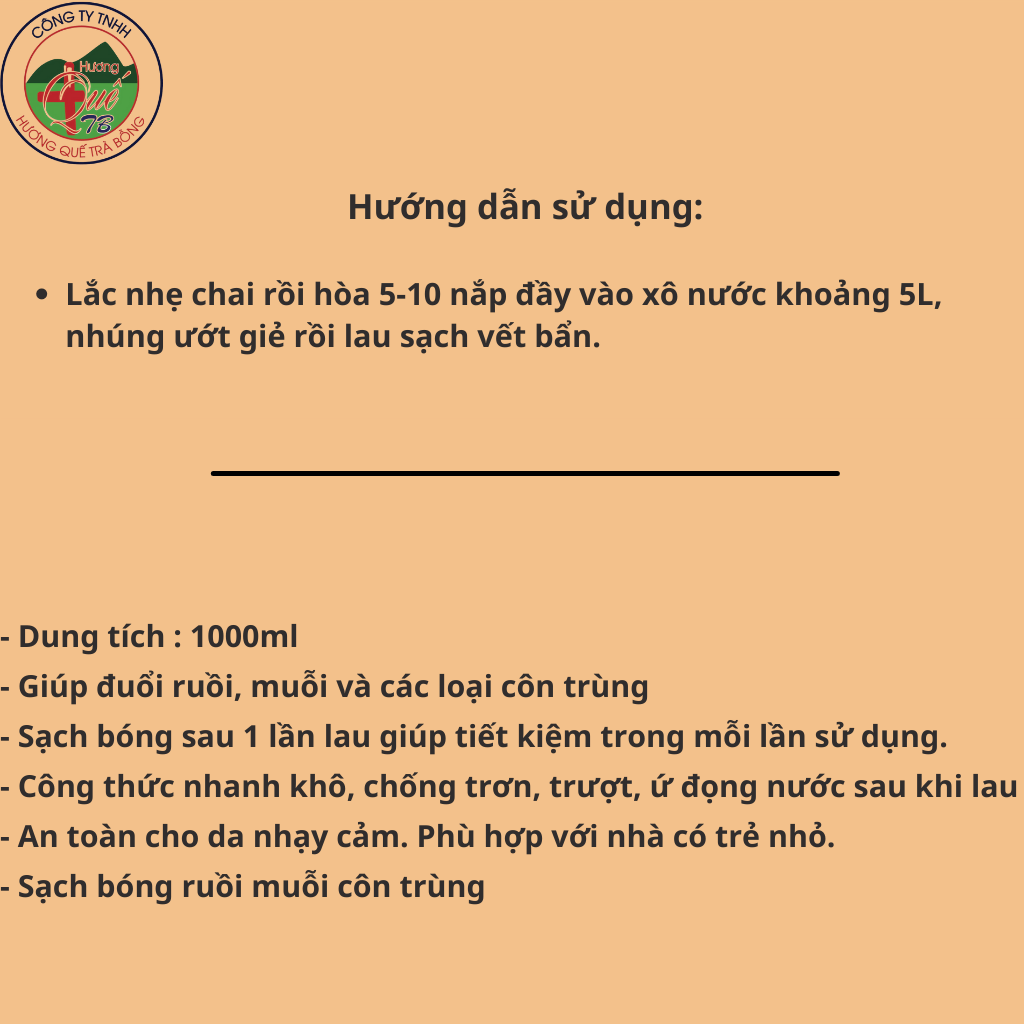 Nước Lau Sàn Quế Trà Bồng Đậm Đặc 1 Lít