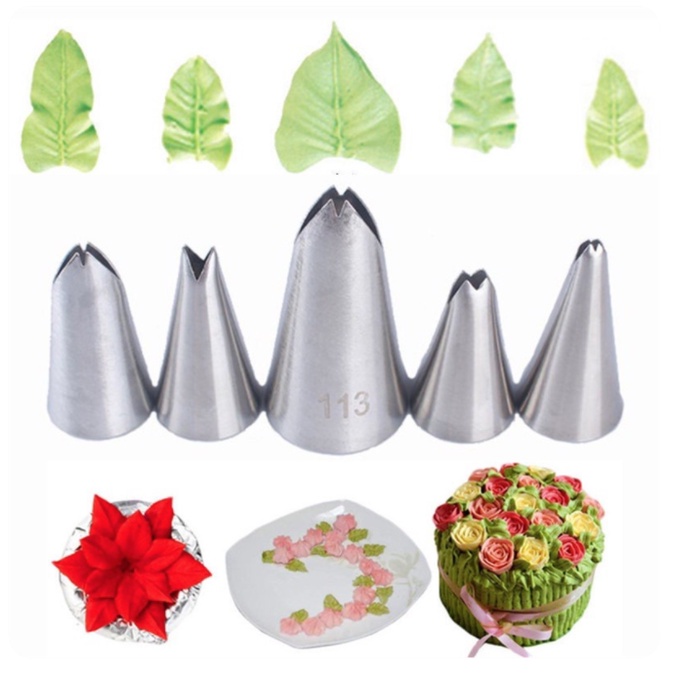Bộ 5 đuôi bắt bông kem hình chiếc lá