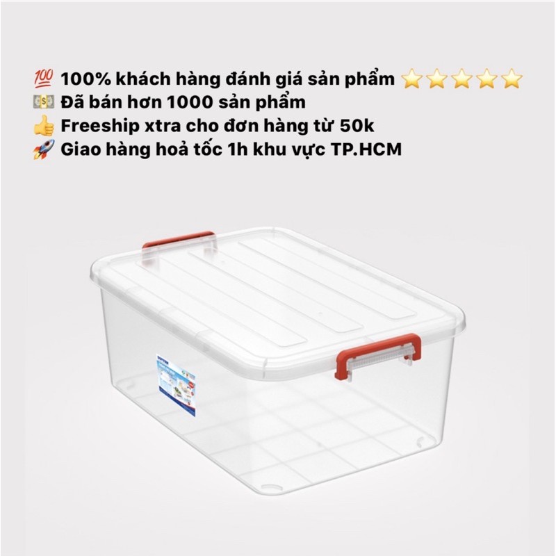 [Bao dày dặn] Thùng nhựa vuông đựng đồ đa năng 15 Lít
