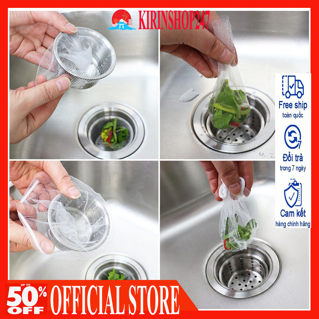 Set 100, 30 túi lưới lọc rác cho bồn rửa bát