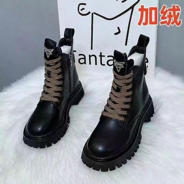 Bốt martin bốt martin phong cách anh mẫu mới cho nữ bốt ngắn lót nhung bốt tăng chiều cao đế dày cho nữ
