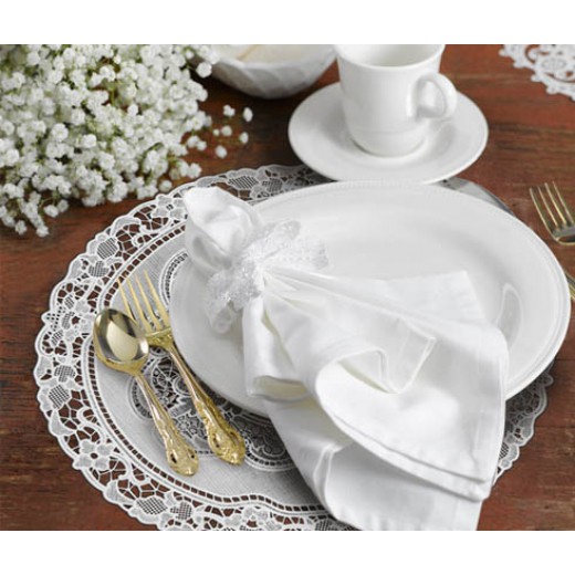 Khăn lót bình hoa, trang trí hình tròn trắng 25cm Towa Nhật Bản