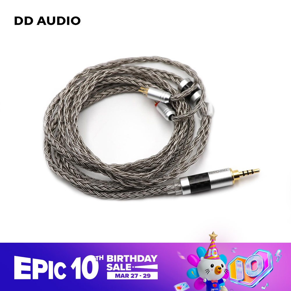 Linsoul Tripowin C-01 IEM Cable, 16 Core Hybrid Copper-Silver Earphone Cable, OFC And Silver-Plated Copper HiFi Replacement Cable For Wired Earbuds (2Pin, 3.5mm