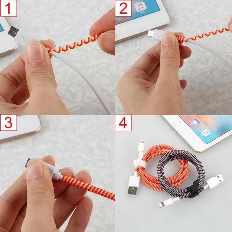 Bluewow 1.4m bảo vệ cáp Winder cho sạc USB dây Cáp truyền dữ liệu bảo vệ Bìa bảo vệ dây tổ chức