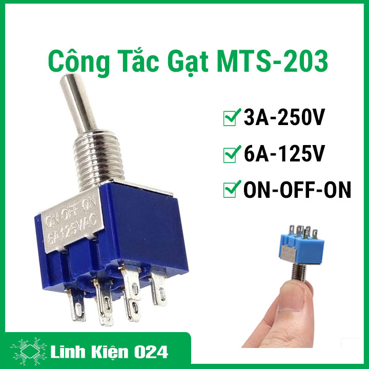 Công tắc gạt MTS-203 3A/250V 6A/125V 6 chân 2 kênh 3 trạng thái ON-OFF-ON