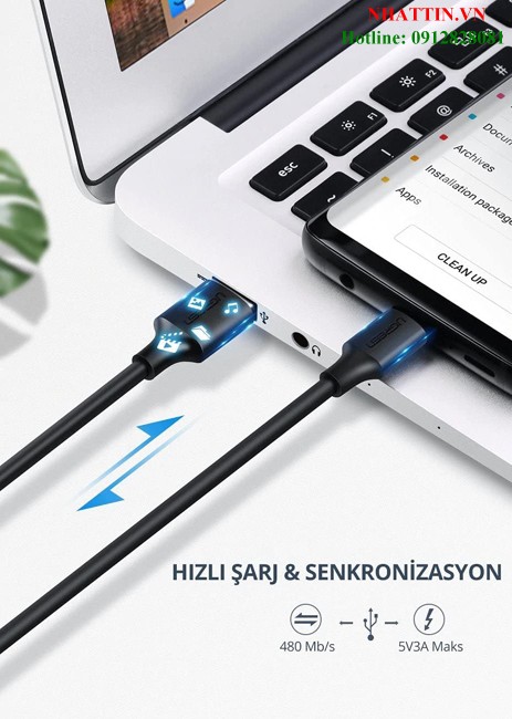 Cáp sạc, dữ liệu USB Type-A 2.0 sang USB Type-C dài 1M Ugreen 60116 cao cấp