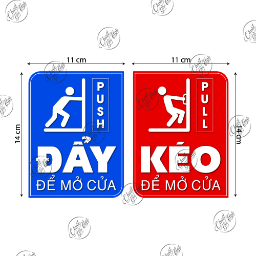Bộ 2 miếng dán KÉO ĐẨY hướng dẫn mở cửa kính tự động Pull Push