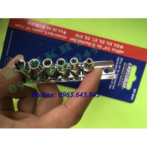 Bộ khẩu 6 cạnh E crossman USA 1 phần 4 từ E4 đến E10