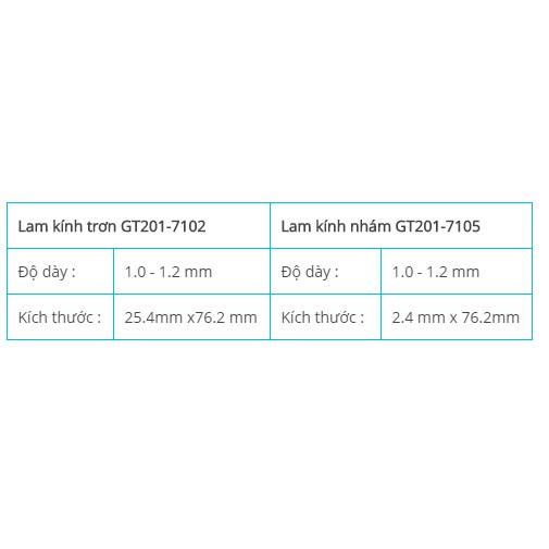 Lam kính 7102 - 7105 / Hộp 72 cái
