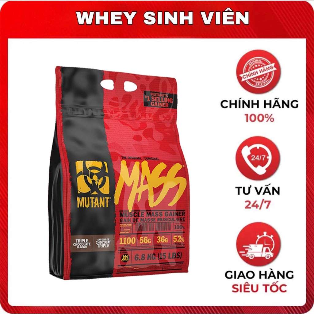 Sữa tăng cân mutant mass 15lbs hỗ trợ tăng cân, tăng cơ cho người gầy, kén ăn, khó lê