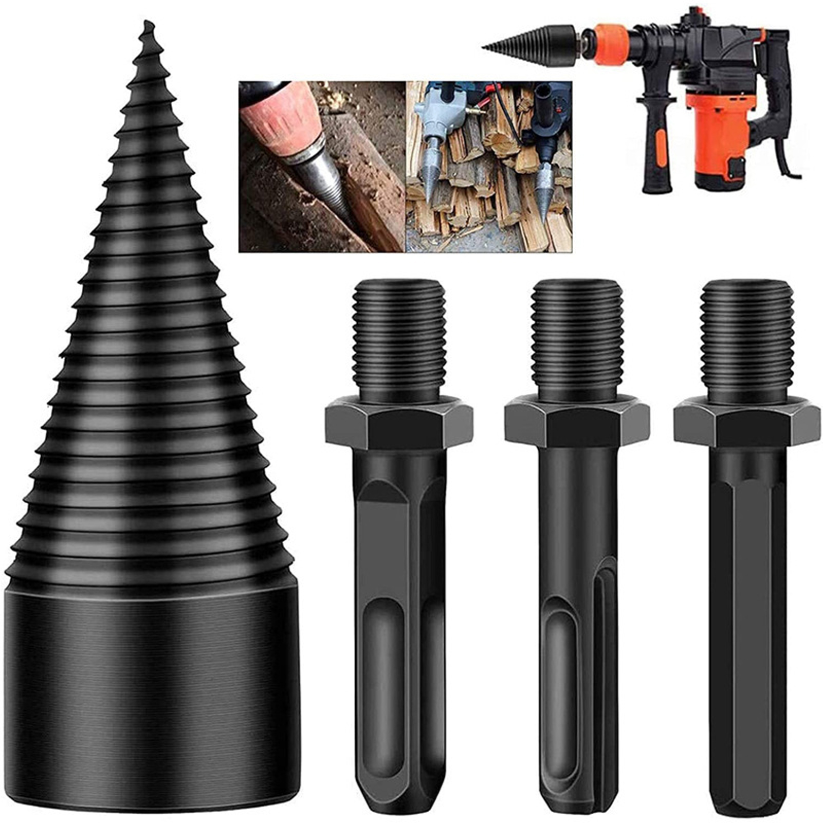 Pointed Wood Drill Bit Log Splitting Drill Bit Efficient Firewood Splitter Drill Bit High Hardness Easy to Use for Home less Than