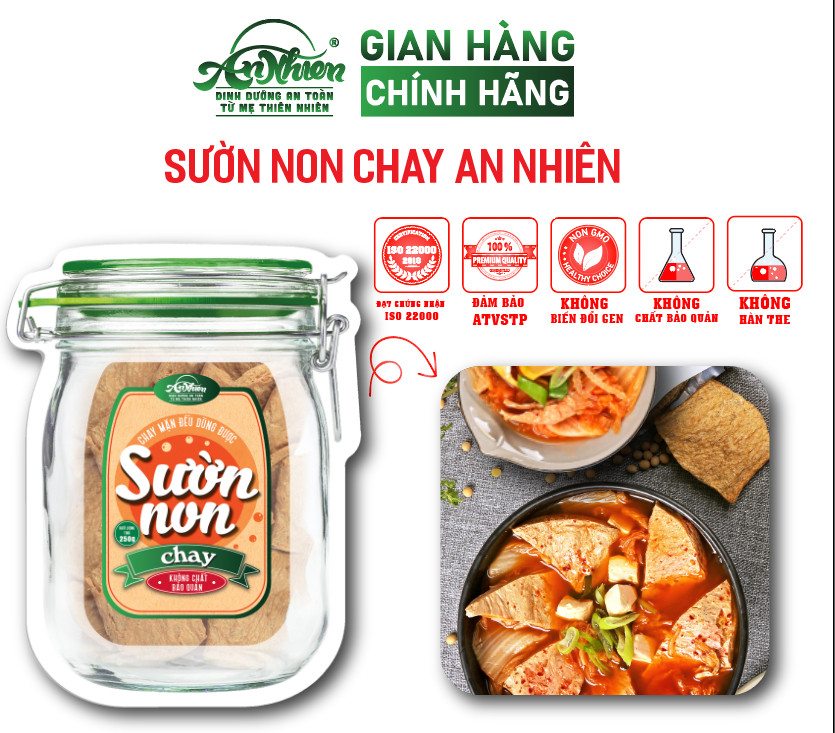 BÁN CHẠY NHẤT, 250g Sườn Non Chay An Nhiên, Thịt Chay, Thực Phẩm Chay Dinh Dưỡng, Thuần Chay Healthy, Đồ Ăn Chay