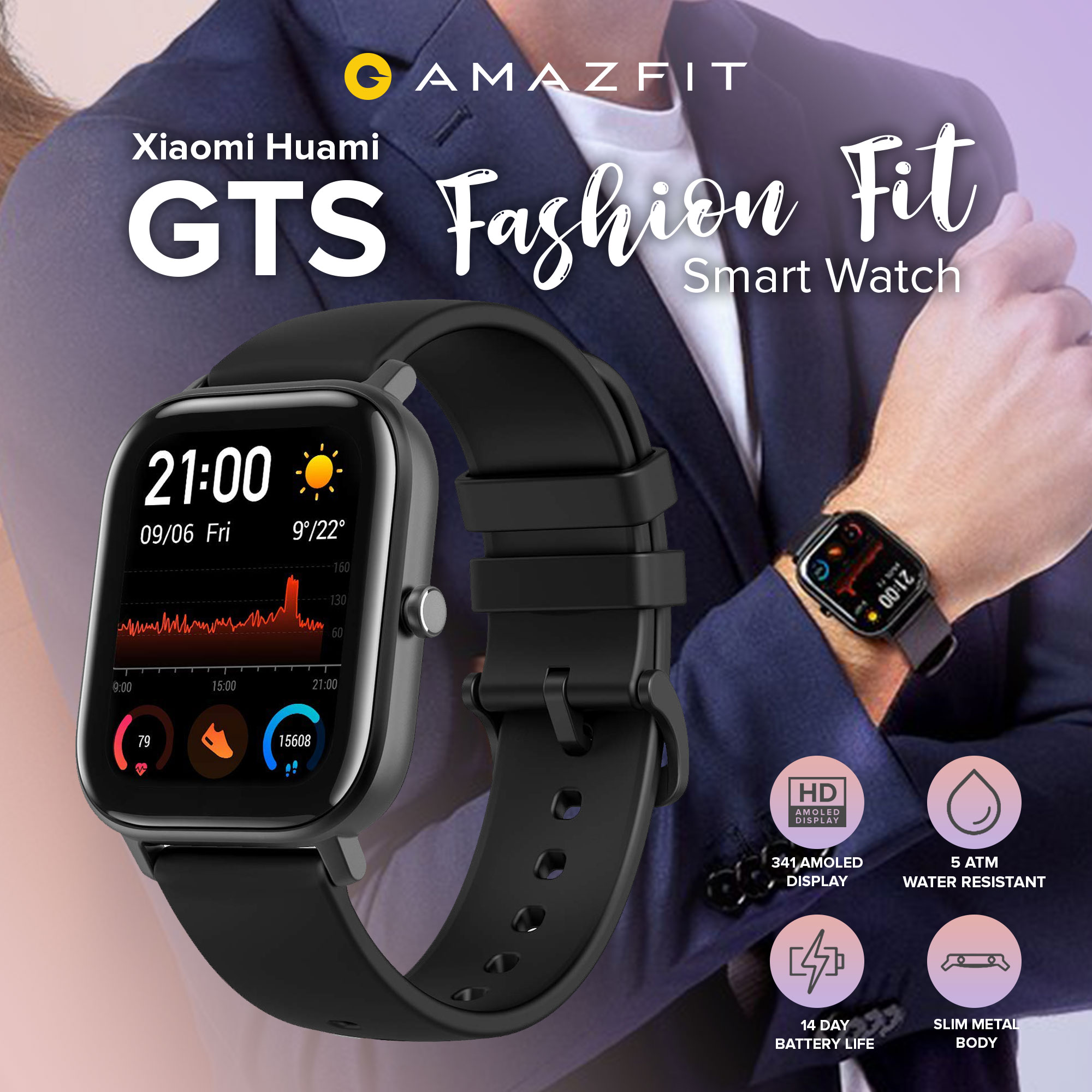 Xiaomi Amazfit GTS Fashion Fit 341 PPI AMOLED Display Editable Widgets Slim  Metal Body 14 - Day Battery Life 5 ATM Water Resistance 12 Sports Modes  Smart Watch | Lazada PH