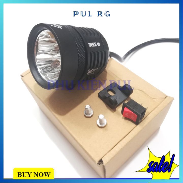 Đèn trợ sáng xe máy l4x tặng pat nhôm và công tắc on off đỏ