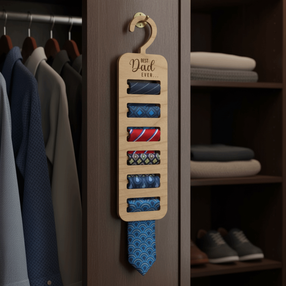 Unique Tie Rack Creative Design Wooden Material Wooden Handicraft Tie Rack Handcrafted ...