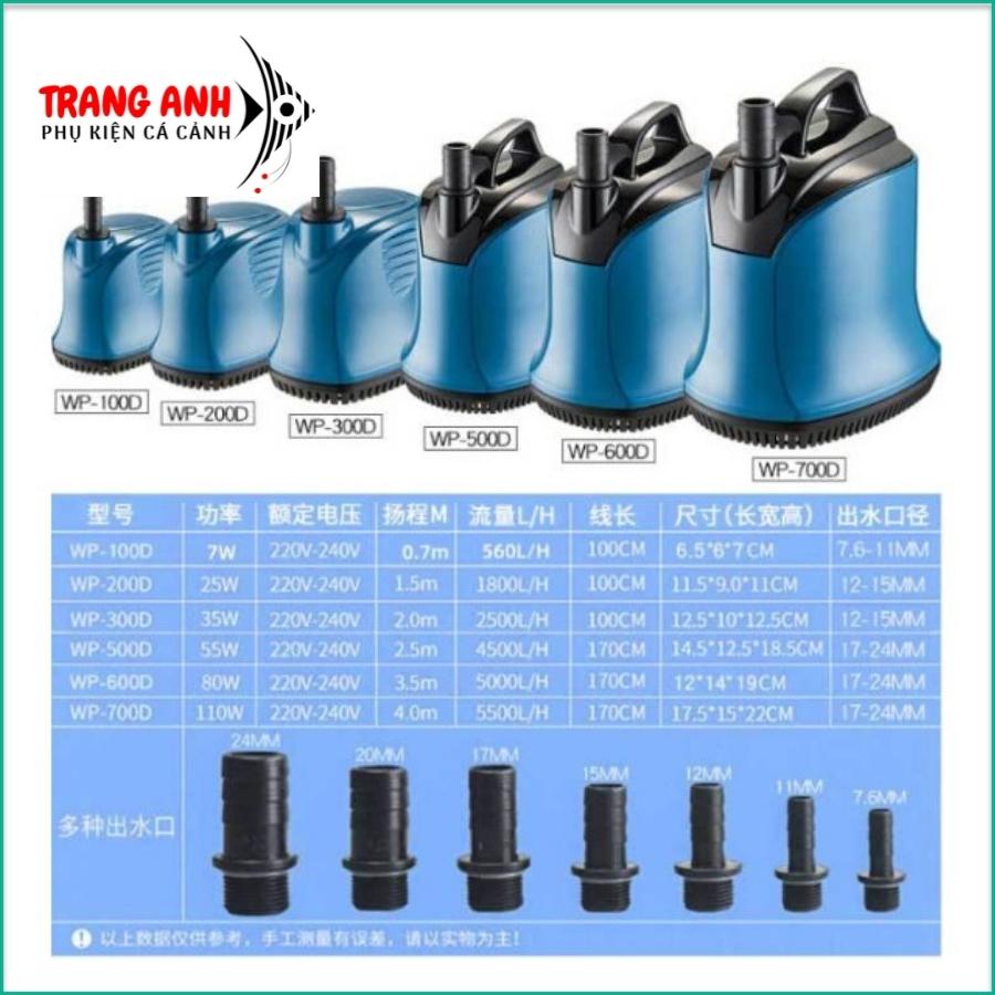 Máy bơm chìm, bơm hút đáy Sobo WP 100D/200D/300D cho bể cá cảnh
