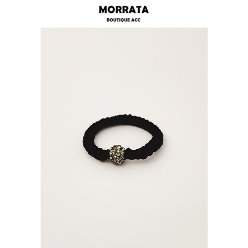 Morrata Super Sparkling Rhinestone Ball Hair Band Girl High Elasticity Black Hair Ties