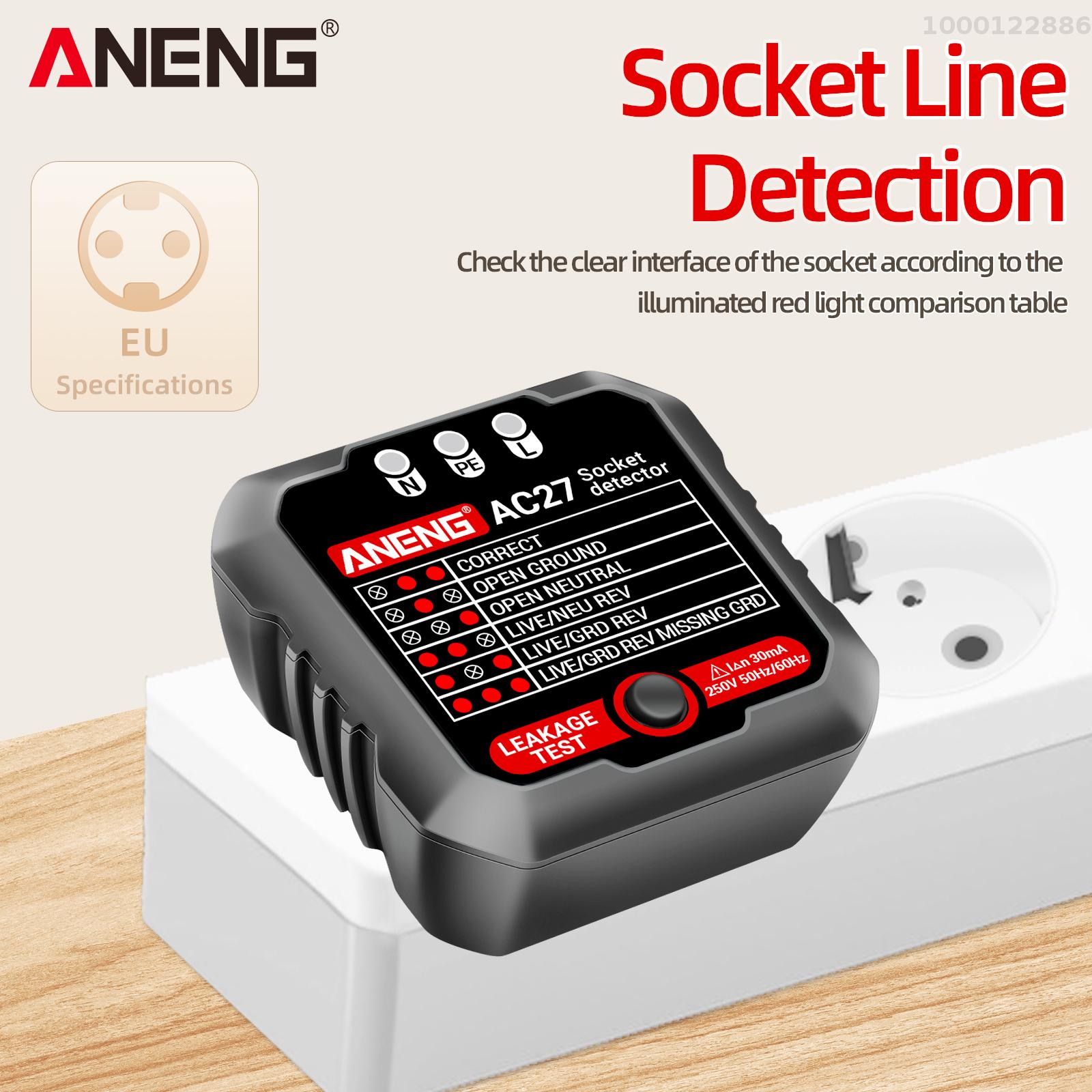 KKmoon aneng Outlet Tester 250V nhanh chóng phát hiện dụng cụ kiểm tra ổ điện receptacle Detector rò rỉ cắm phân cực mặt đất Dòng tự động điện mạch phân cực Vôn kế