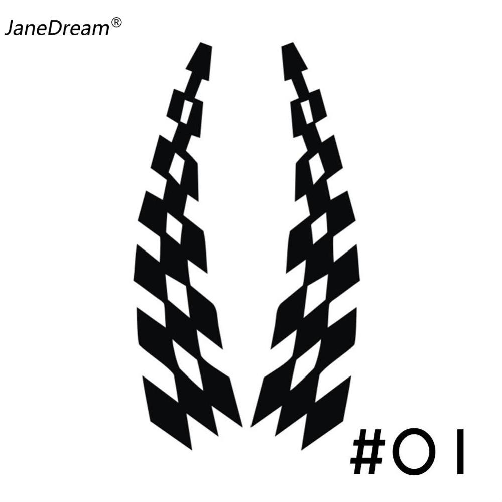 Janedream Racing Stickers Vehicle Car Decals Wheel Eyebrow Checkered Flags Safety Reflector Vinyl Stickers Prevention