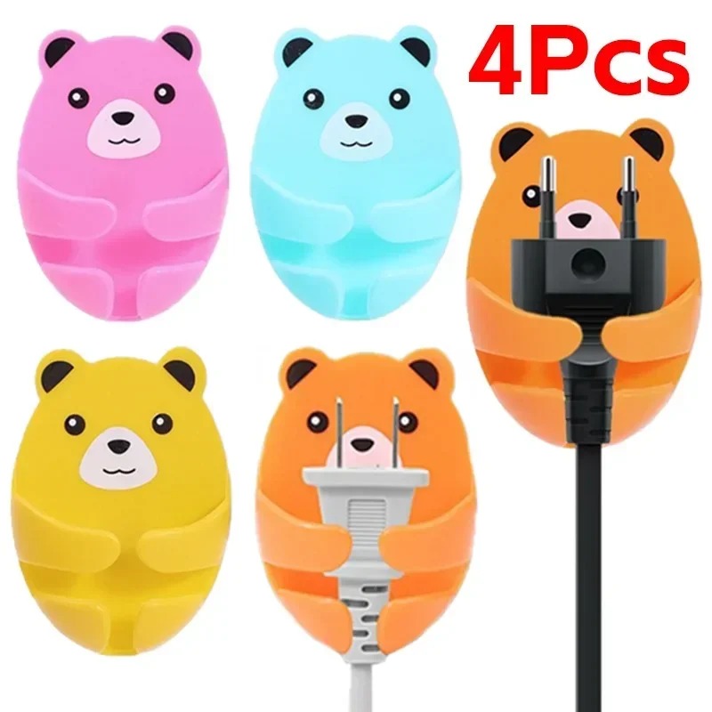 4 cái tường lưu trữ Móc Gấu khung cắm Punch-Miễn phí Phích Cắm Điện móc gắn chìa vặn nhà bếp dính móc áo
