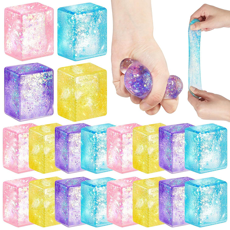 1PC Squishy Colored Ice Cube Fidget Toys Slow Rising Squeeze Toy For Kids Adults STARLITE