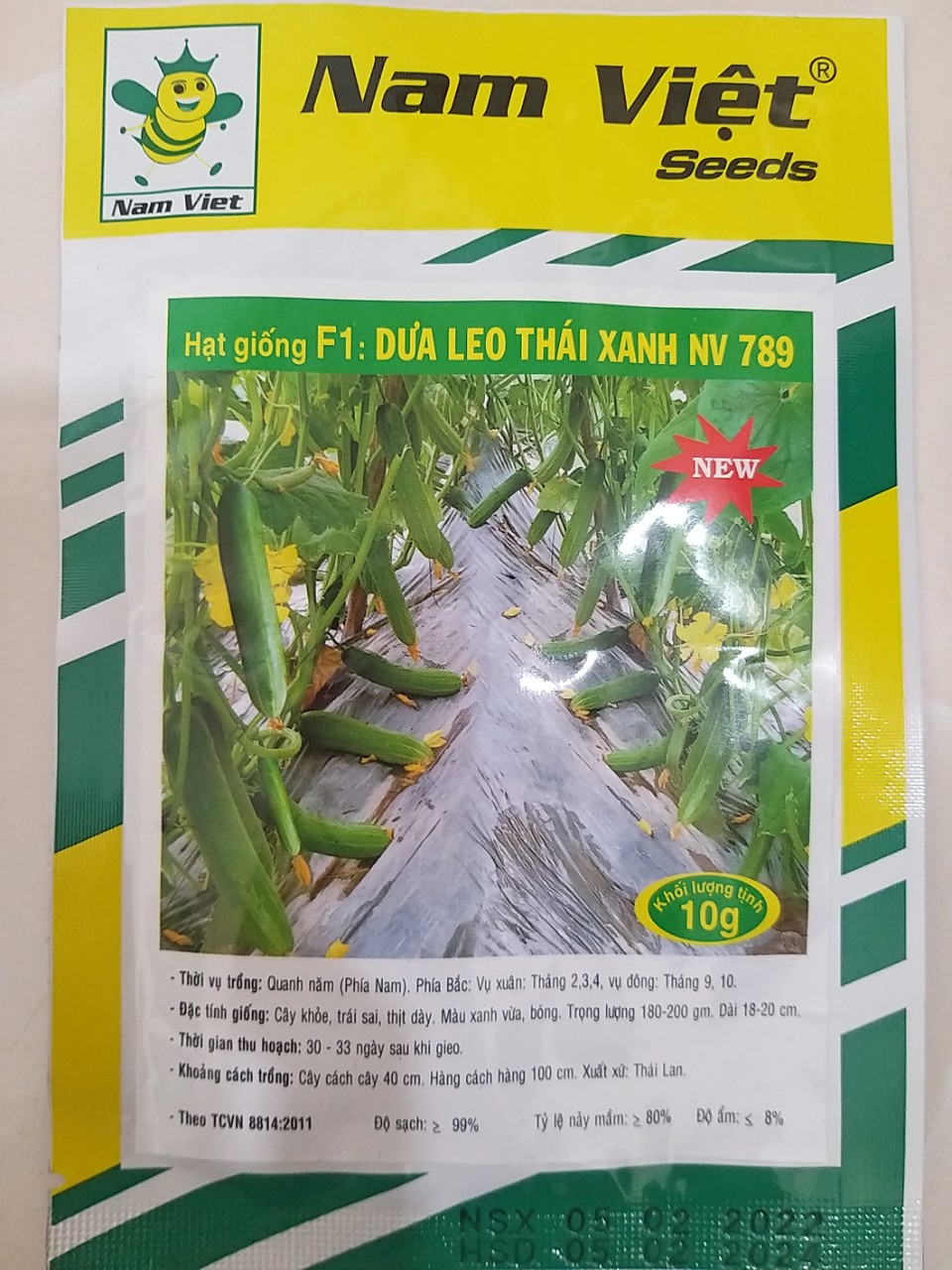 Hạt giống dưa leo thái xanh nv 789 nam việt gói 10g