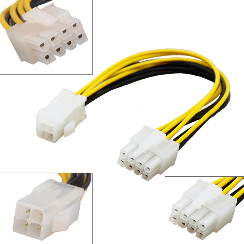 4-Pin to 8-Pin ATX Motherboard CPU Power Supply Adapter Converter Cable.