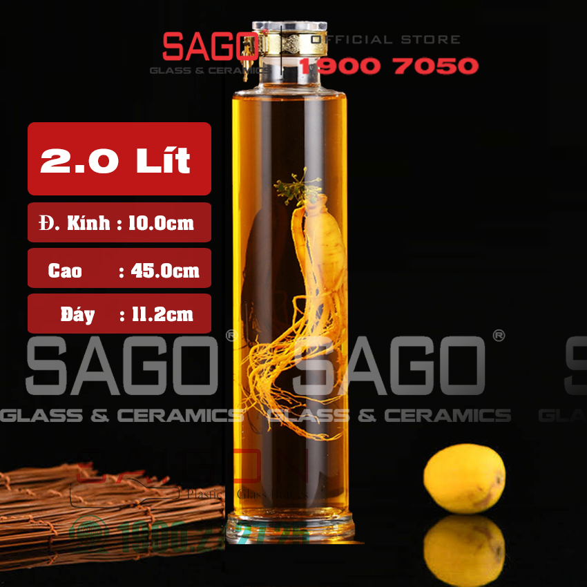 Bình thủy tinh trụ có khóa 1000ml , 1500ml , 2000ml | tùy chọn dung tích