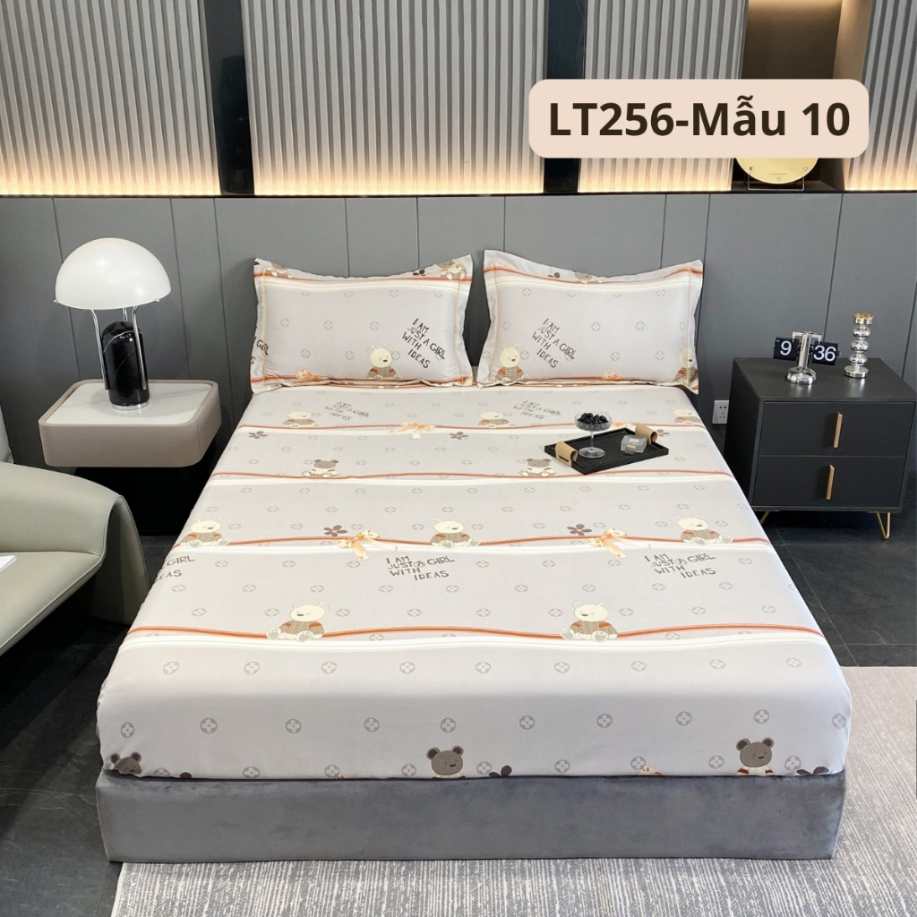 Bộ ga giường và vỏ gối lụa thái ree bedding lt256 thoáng mát đủ size nệm 1m2 1m4 1m6 1m8 2m