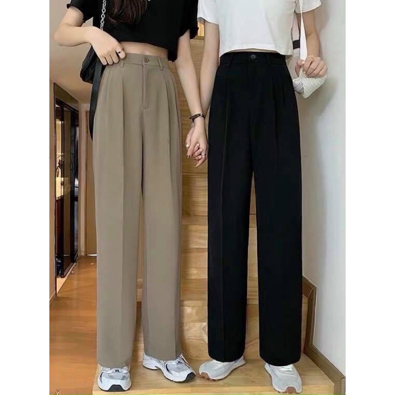 [Free ship sale lỗ nốt] Quần ống rộng quần suông hack dáng vải lụa Hàn Phong cách Hàn quốc