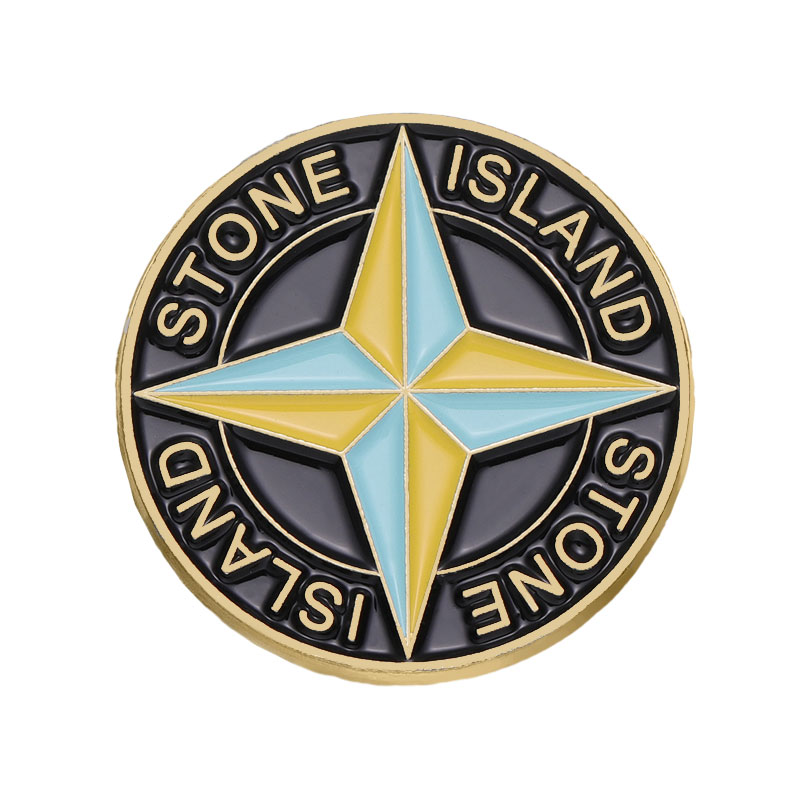 Exquisite Creative Circle Four Cornered Star Stone Island Boutique Brooch Lapel Brooch Shirt Bag Badge Friend Jewelry