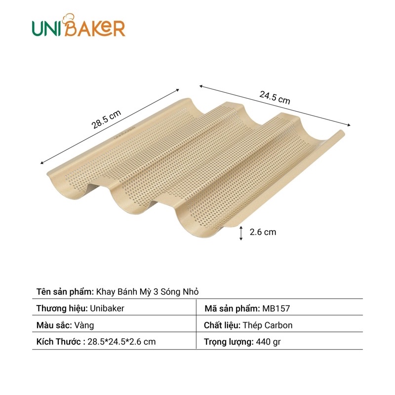 Khay bánh mỳ 3 sóng Unibaker
