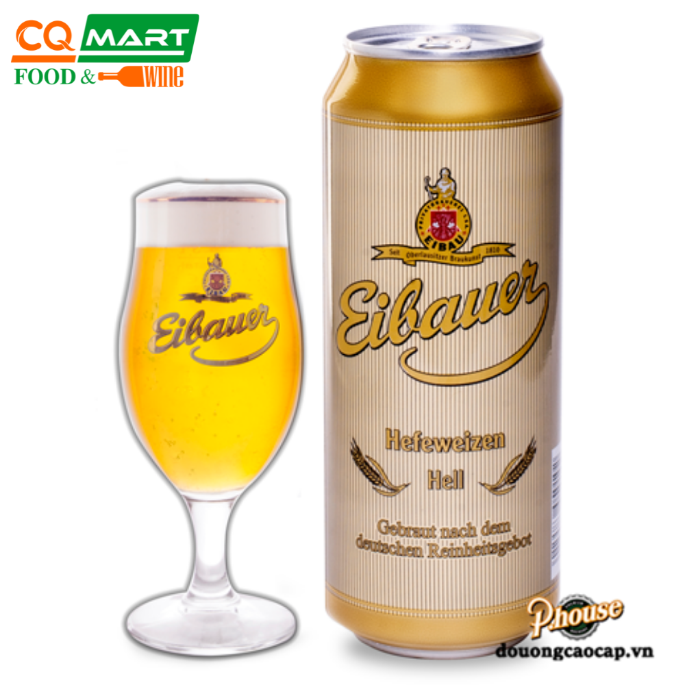 Bia Đức Eibauer Hefeweizen Hell 5.2% Lon 500ml