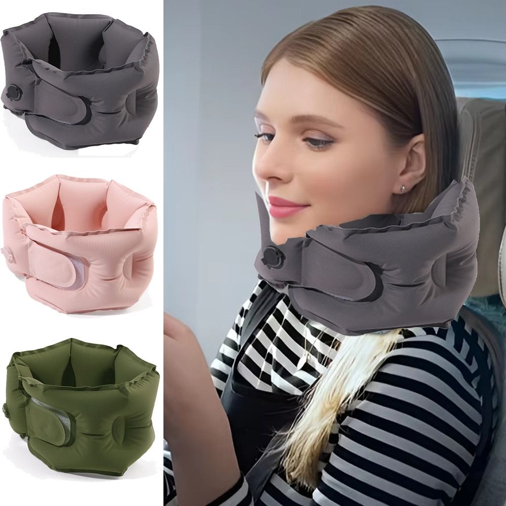 Soft Manual Inflation Inflatable Neck Pillow Ultralight Adjustable ...