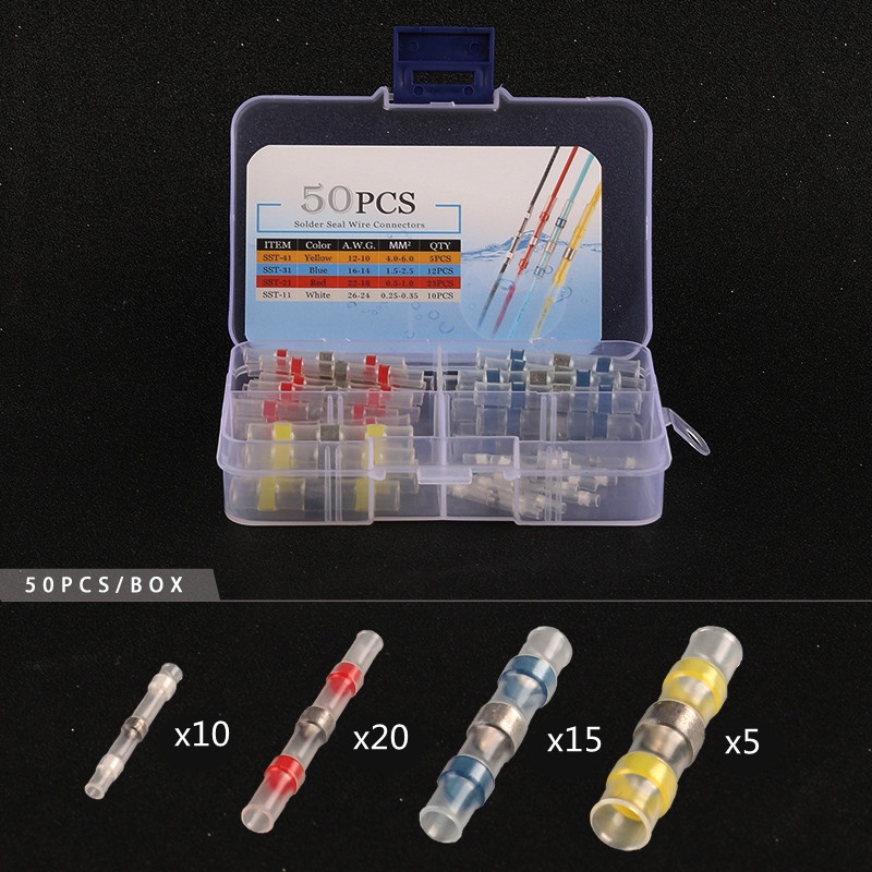 Heat Shrink Butt Crimp Terminals Waterproof Solder Seal Electrical Butt Connectors Wire Cable Splice Terminal Kit 60da9b0084484cf13672f0d4