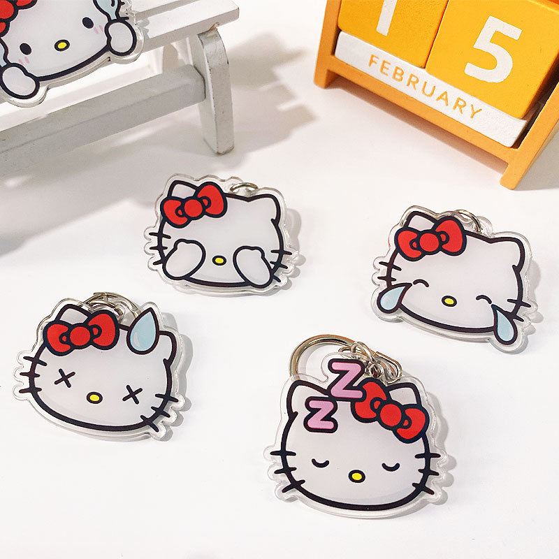 Hello Kitty Acrylic Keychain Bag Charms Sanrio Anime Figures Key Chain Pendant Cartoon Cosplay Chains Keyring Accessories Gifts LUKE. 